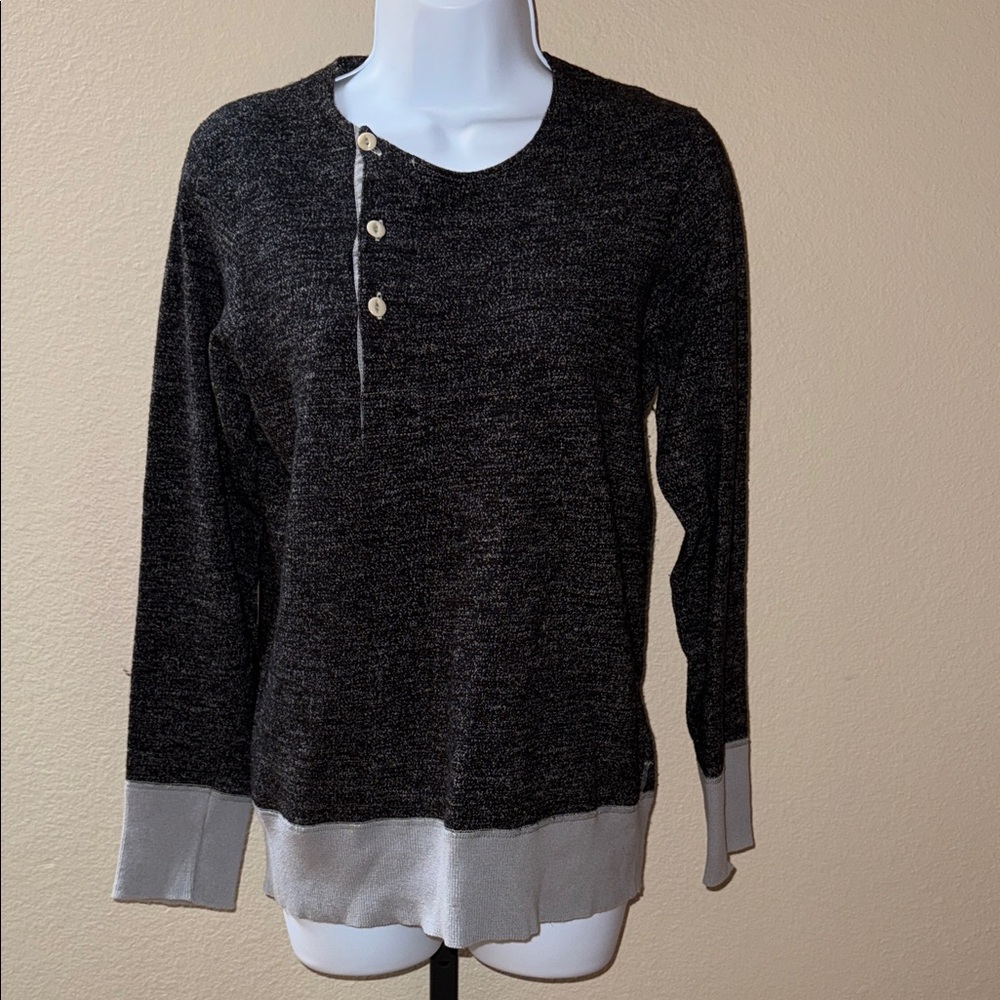 Merz b. Schwanen Lightweight Wool/Cotton Black Gray Sweatshirt Sz 5 US M